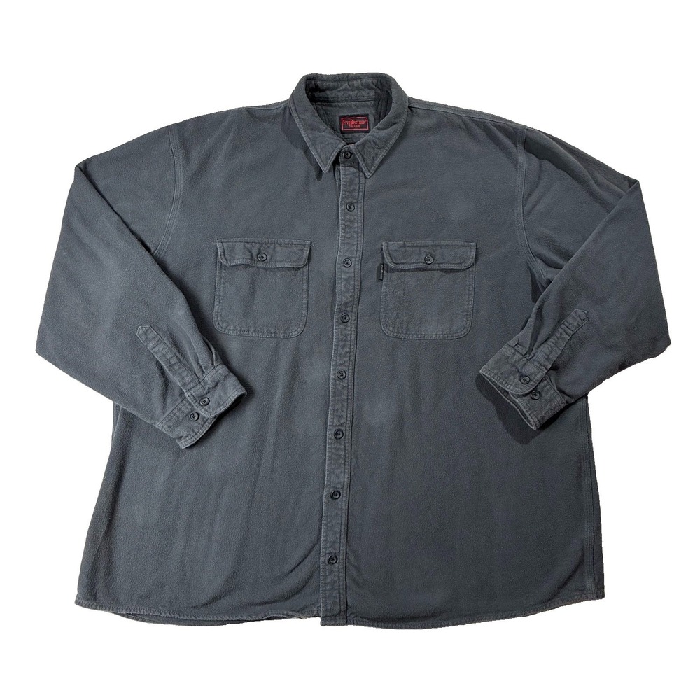 Five Brothers 100% Cotton Flannel Button Up Gray Men's 3XL Tall Workwear Utility